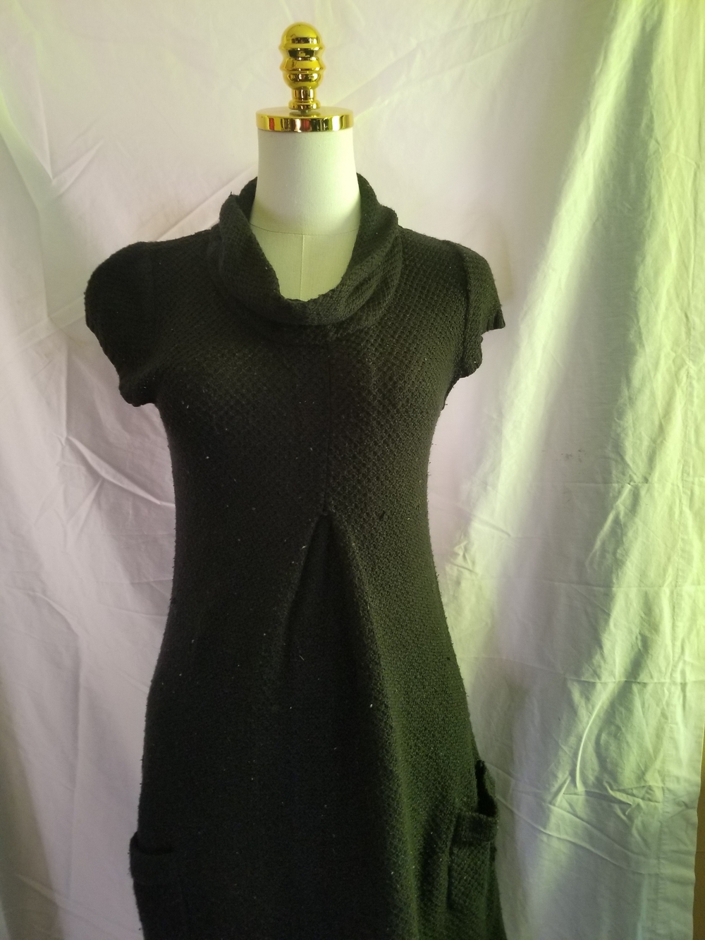 Derek Heart Black Cowl Neck Short-Sleeve Knit Dress